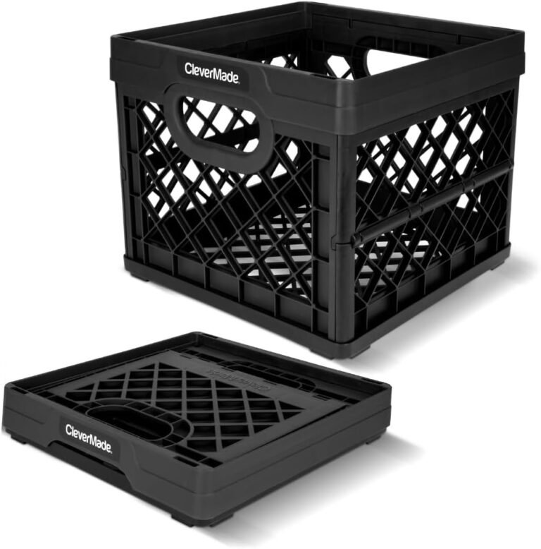 CleverMade Collapsible Milk Crate, Obsidian, 1PK - 25L (6 Gal) Stackable Storage Bins, Holds 50lbs Per Bin - Clevercrates are Heavy Duty, Plastic Collapsible Storage Crate for Multi Purposes