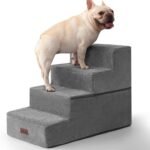 Dog Stairs for Bed 18.5" H, 4-Step Dog Steps for Small Dogs and Cats, Indoor Non-Slip Balanced Pet Stairs are Suitable for Puppy, Older Cat,Gery