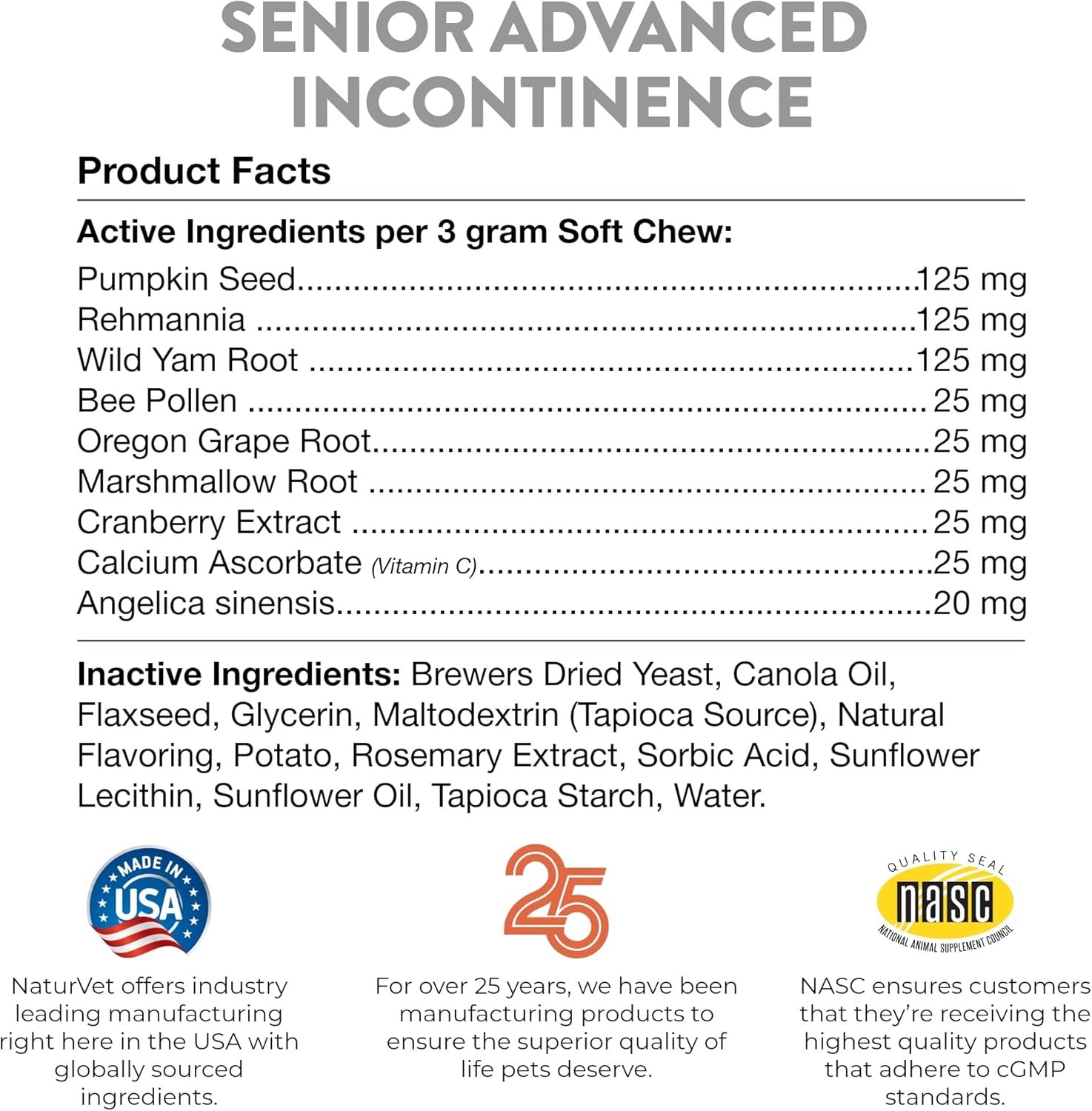 NaturVet Senior Advanced Incontinence Dog Supplement – Helps Support Dog’s Bladder Control, Normal Urination – Includes Synergistic Blend of Botanicals – 60 Ct. Soft Chews - Image 8