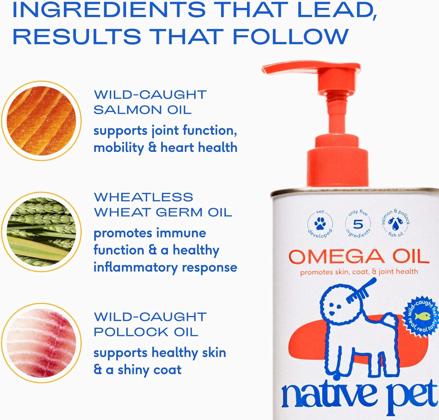 Native Pet Omega 3 Fish Oil for Dogs & Cats – Wild Alaskan Salmon Oil for Dogs Skin and Coat, Supports Joints, Heart & Shedding – Fast-Absorbing Omega 3 6 9 Liquid Supplement – 8oz - Image 6