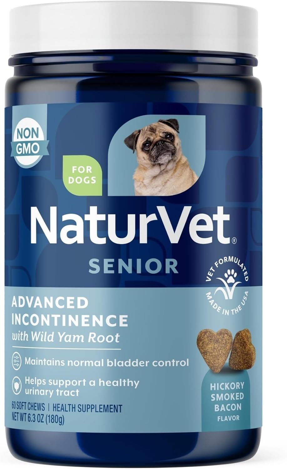 NaturVet Senior Advanced Incontinence Dog Supplement – Helps Support Dog’s Bladder Control, Normal Urination – Includes Synergistic Blend of Botanicals – 60 Ct. Soft Chews