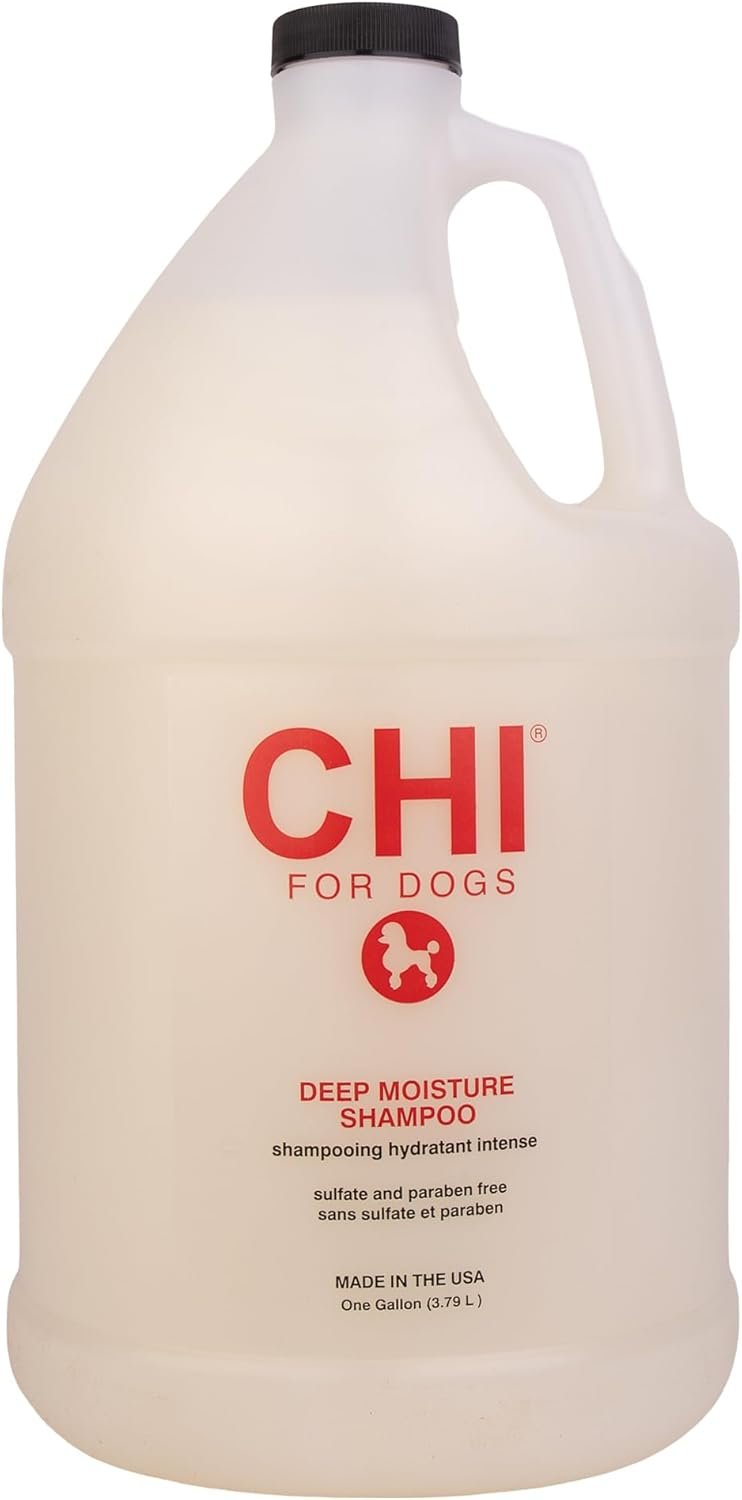 CHI for Dogs Deep Moisture Shampoo, Professional Dog Grooming Formula for Dry Coats, Hydrating and Nourishing Gallon Size Wash for All Breeds and Hair Types, 128 Fl Oz