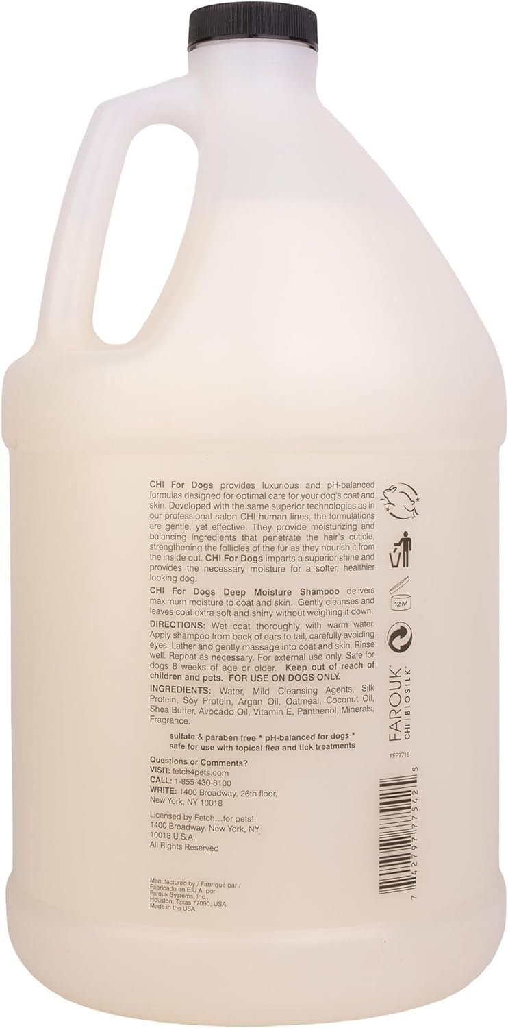CHI for Dogs Deep Moisture Shampoo, Professional Dog Grooming Formula for Dry Coats, Hydrating and Nourishing Gallon Size Wash for All Breeds and Hair Types, 128 Fl Oz - Image 6