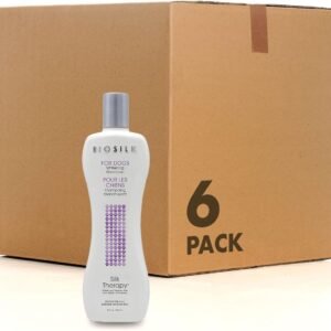 BioSilk Silk Therapy Whitening Dog Shampoo, Brightening Pet Shampoo with Silk Protein for White and Light Colored Coats, Enhances Shine and Softness, pH Balanced Dog Wash, 12 Fl Oz - 6 Pack