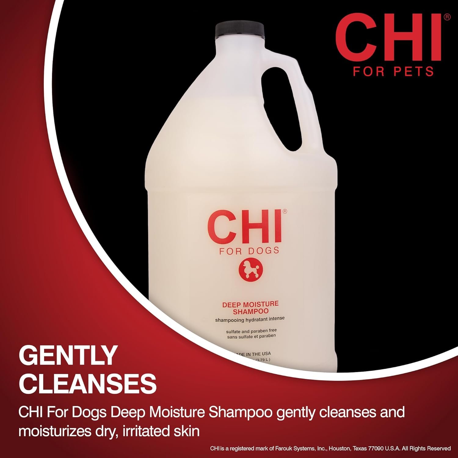 CHI for Dogs Deep Moisture Shampoo, Professional Dog Grooming Formula for Dry Coats, Hydrating and Nourishing Gallon Size Wash for All Breeds and Hair Types, 128 Fl Oz - Image 2