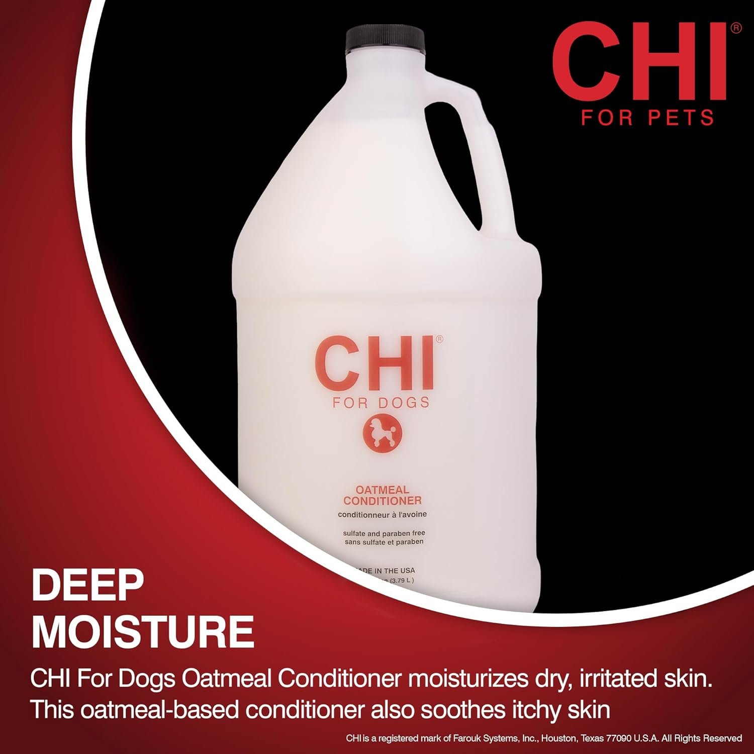 CHI for Dogs Oatmeal Conditioner, Moisturizing Professional Dog Grooming Formula for Sensitive Skin and Dry Coats, for All Breeds, Ionic Technology, Gallon Size, 128 Fl Oz - Image 2