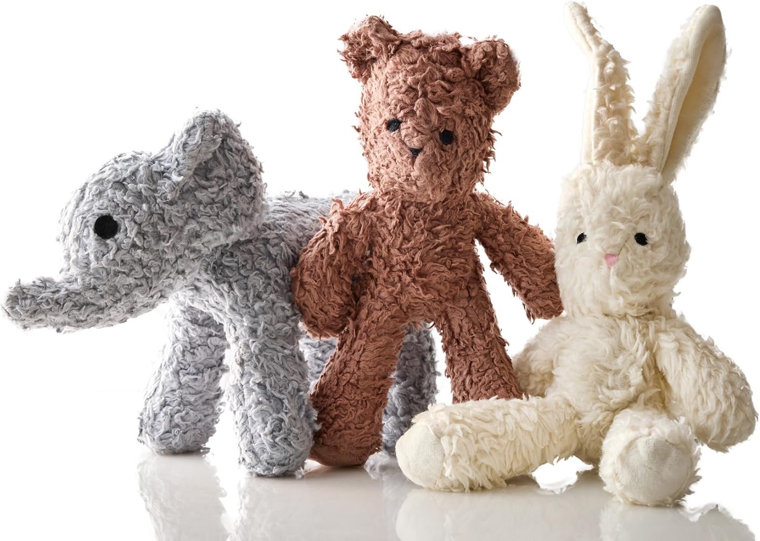 Plush Durable Cotton Dog Toys with Coconut Fill for All Pet Breeds, Bear Bunny Elephant (w/o Basket), One Size