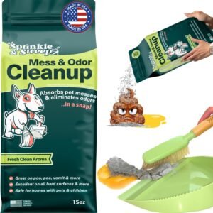 Sprinkle & Sweep: Pet Mess & Odor Cleanup - 15oz Bag - Dog Accident & Mess Clumping Powder, Remove Pee-Poop-Vomit from Hard Surfaces, Ultra-Absorbent