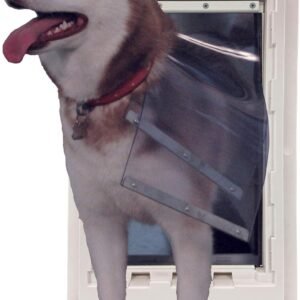 Ideal Pet Products Wall Entry Pet Door Double Flap for Walls | Built-in Telescoping Tunnel and Lock-Out Slide, Extra Large 9-3/4" x 17” Flap Size, White
