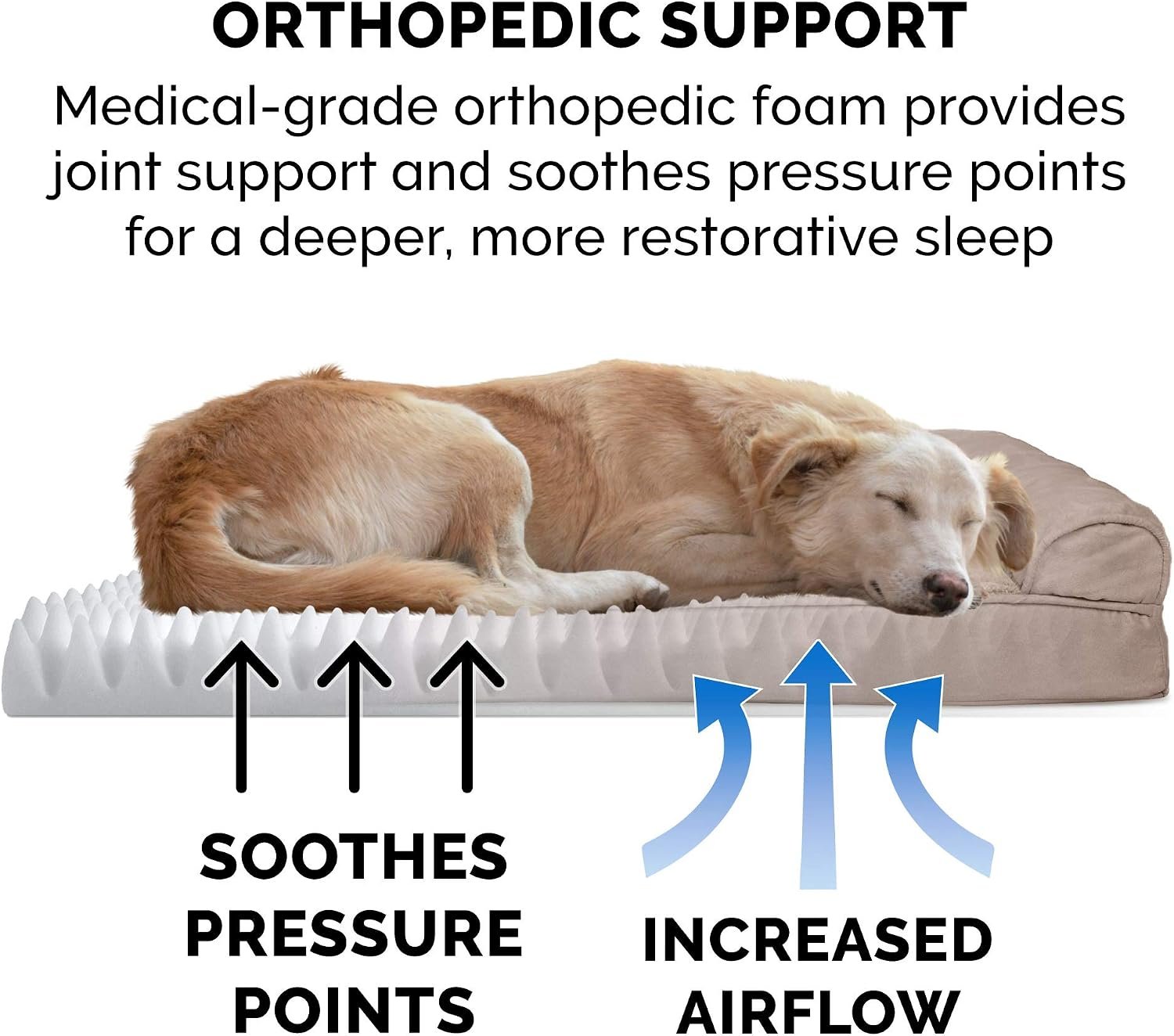 Furhaven Orthopedic Dog Bed for Large Dogs w/ Removable Bolsters & Washable Cover, For Dogs Up to 95 lbs - Plush & Suede Sofa - Almondine, Jumbo/XL - Image 5