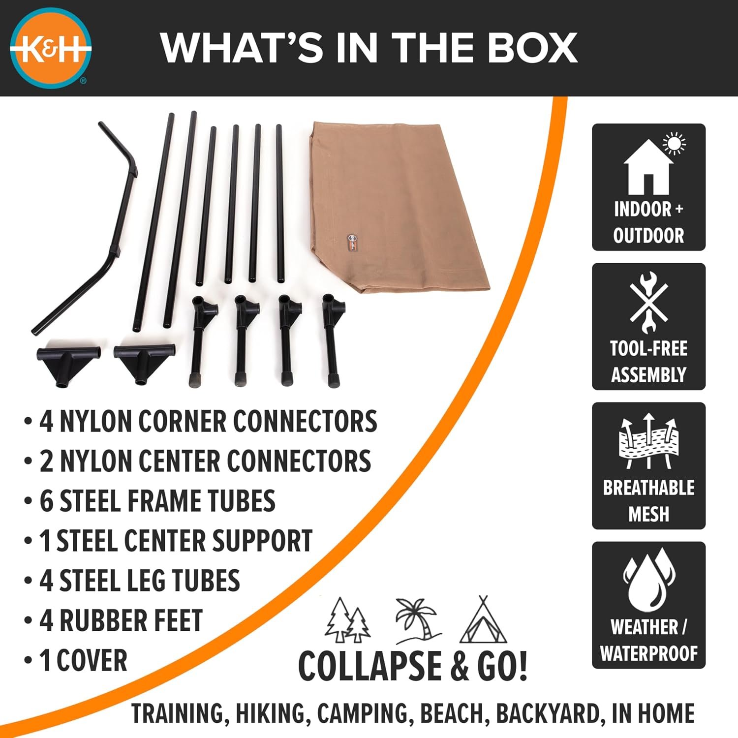 K&H Outdoor Elevated Dog Bed for Large & Extra-Large Pets, Tan, XL 50x32in - Image 6