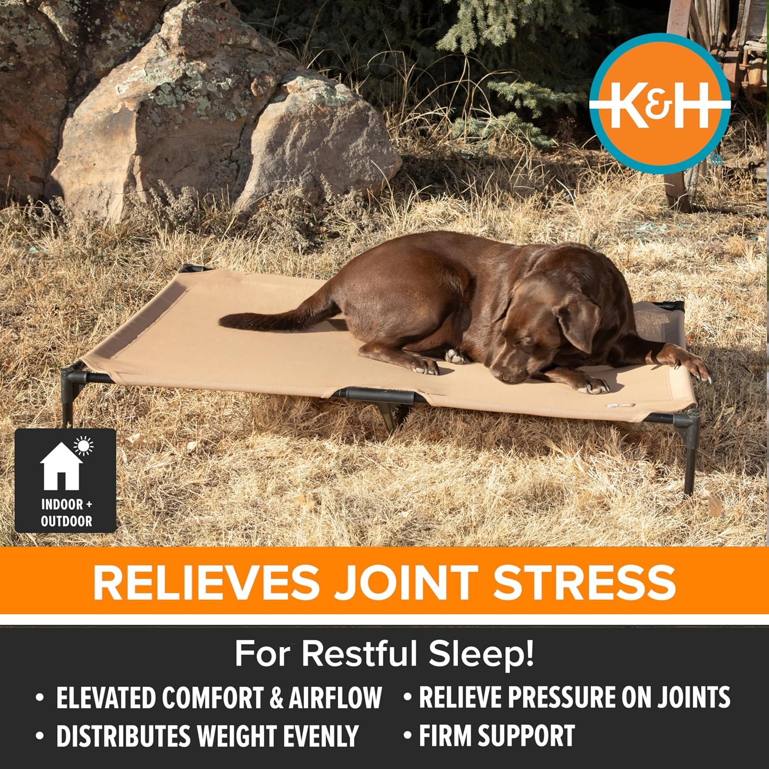 K&H Outdoor Elevated Dog Bed for Large & Extra-Large Pets, Tan, XL 50x32in - Image 3